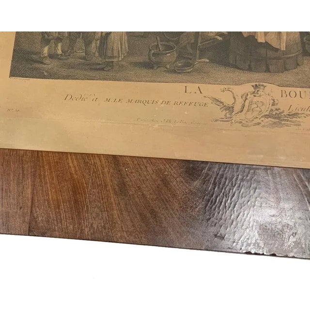 Antique 18th Century Framed French Culinary Themed Engraving / Print, La Boudinière (Charcuterie) French Country, Rustic European & Culinary Decor For Sale - Image 9 of 11