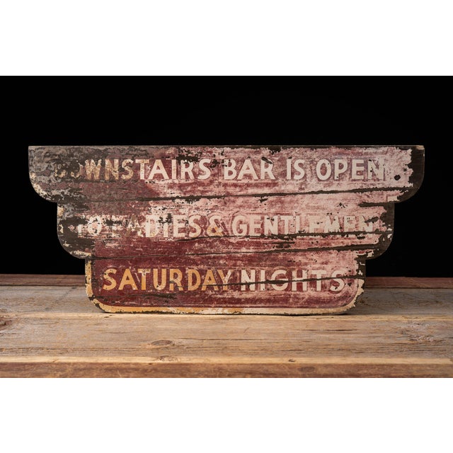 Vintage Double-Sided Bar Directional Advertising Sign For Sale - Image 4 of 13