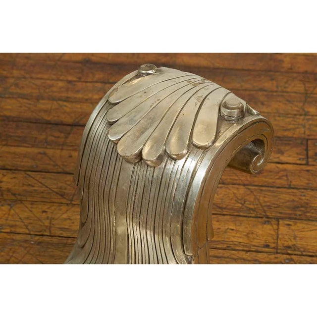 Silver Silver Waves Contemporary Bronze Coffee Table Base For Sale - Image 8 of 11