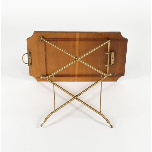 Mid-Century Goatskin and Brass Serving Folding Tables by Aldo Tura, Italy, 1960s For Sale - Image 17 of 18