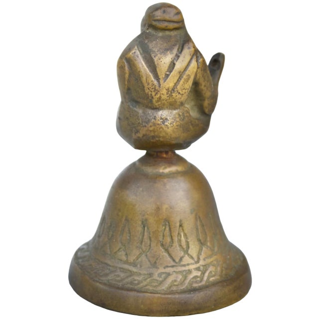 Early 20th Century Early 20th Century Hand-Engraved Brass-Figurine Bell Accent For Sale - Image 5 of 9