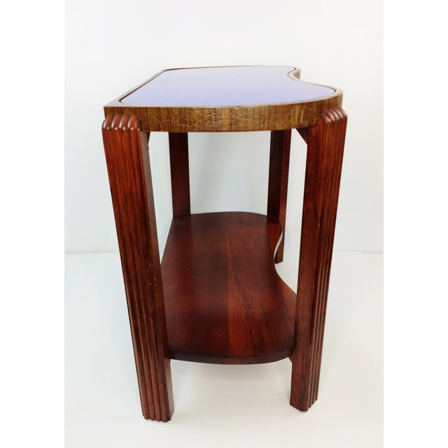 Art Deco Cobalt Blue Glass Wood Side End Table Chairish