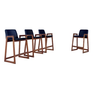 1960s Danish Modern Teak Barstool Set of 4 For Sale
