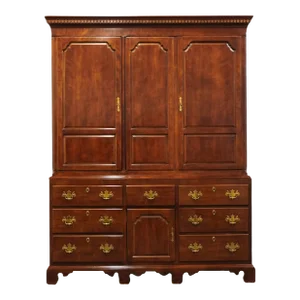 Henredon Salem Collection Solid Cherry Traditional Chippendale Style 65" Media Center Cabinet 5502-05