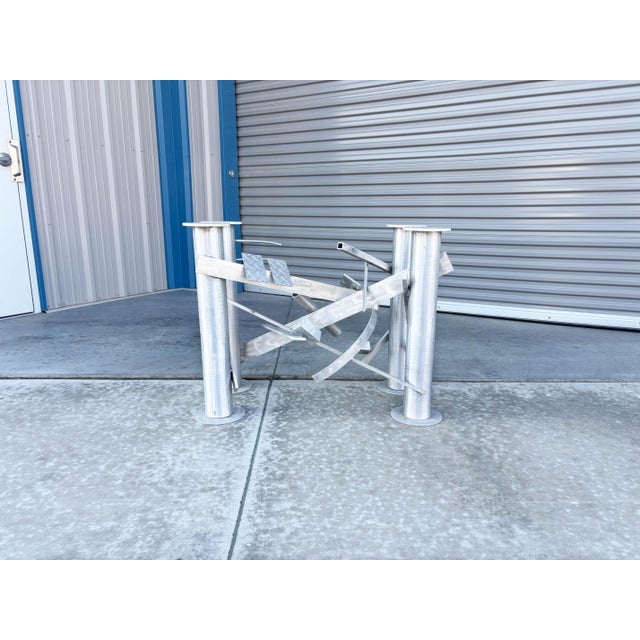 Silver Vintage Glass and Aluminum Cityscape Dining Table For Sale - Image 8 of 13