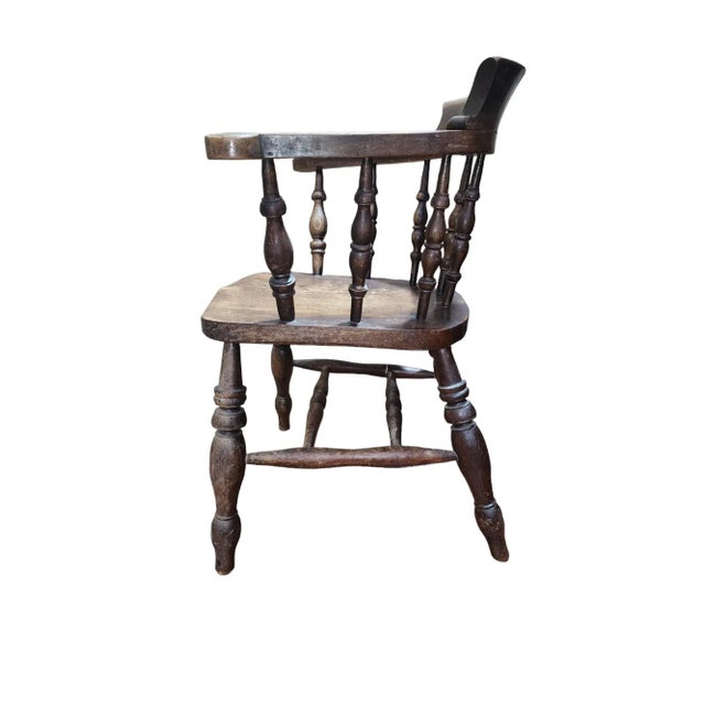 1906 English Oak Smokers Bow Armchair by Joynson Holland & Co. For Sale - Image 4 of 8