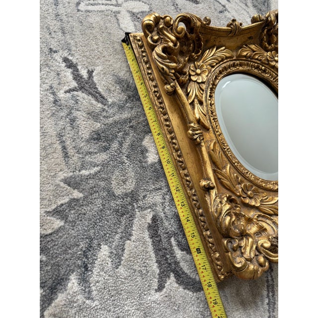 Mid-20th Century Baroque Style Ornate Gilded Wall Mirror 17.5"x16"x3" For Sale - Image 14 of 14