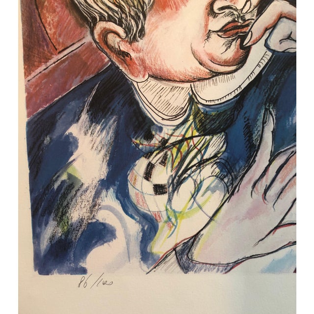 Postmodern Shaoul Smira, 1980's Large Modernist Israeli Film Noir Figures Lithograph Neo-Expressionism For Sale - Image 3 of 7