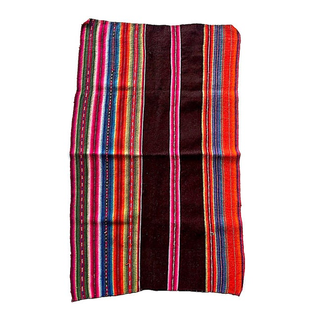 Vintage Peruvian Aguayo Manta Textile/Saddle Blanket For Sale - Image 9 of 13
