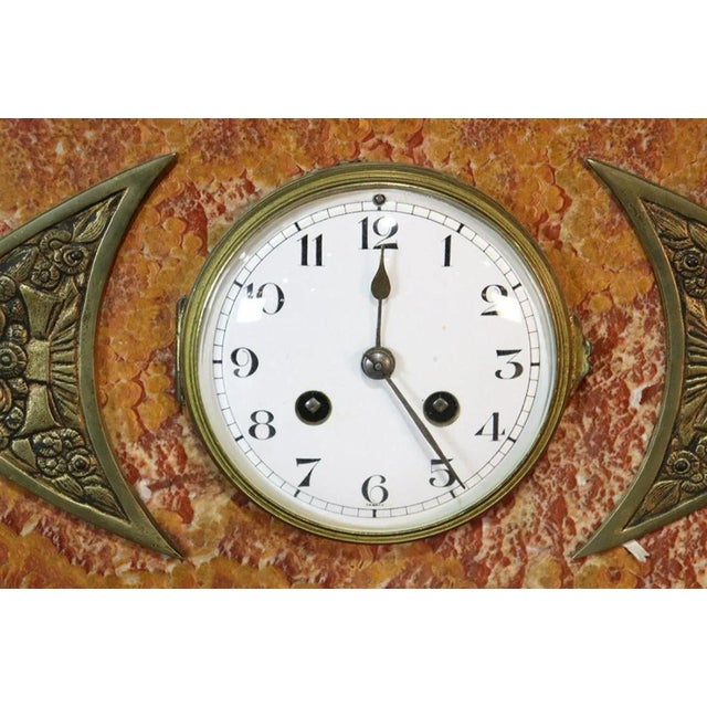 1920s 1920s French Art Deco Mantle Clock Set with Garnitures - 3 Pieces For Sale - Image 5 of 8