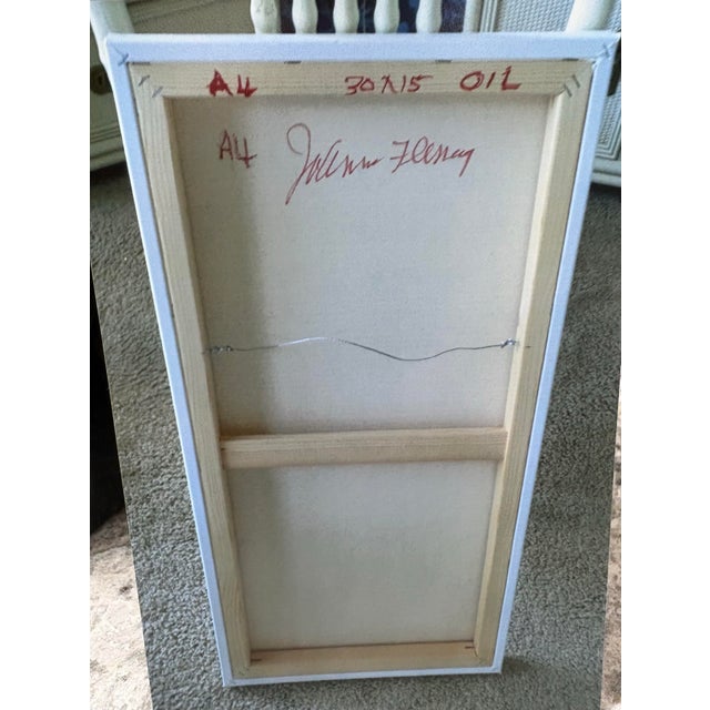 Abstract Abstract Painting of a Female With Pink Hair by Artist JoAnne Fleming, Signed (30” X 15”) For Sale - Image 3 of 7