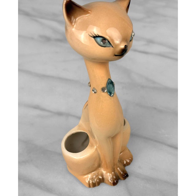 Mid-Century Atomic Siamese Cat Porcelain Vanity Lipstick Holder For Sale - Image 11 of 12