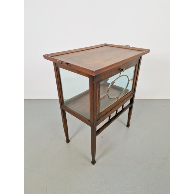 Vintage Tea Cabinet with Facet-Cut Diamond Glass Door and Tray, 1950s For Sale - Image 4 of 11