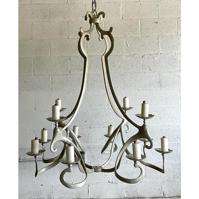 Vintage Niermann Weeks 12 Arm Silver Leaf Crevecoeur Chandelier For Sale In West Palm - Image 6 of 13