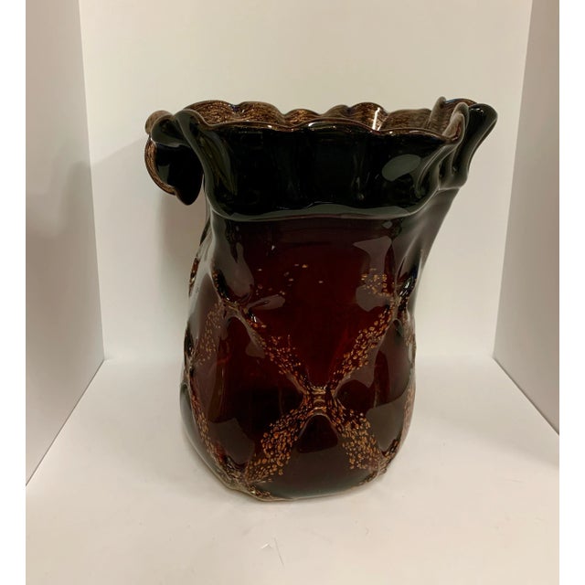 Purple and Gold Art Glass Centerpiece Vase For Sale - Image 11 of 13