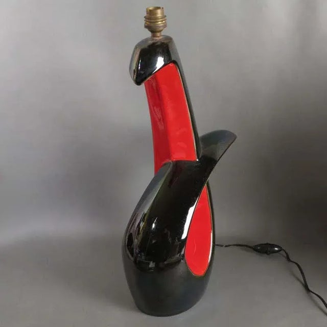 French Ceramic Table Lamp from Vallauris, 1950s For Sale - Image 4 of 8