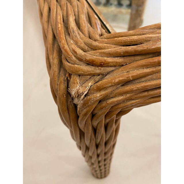 Relocation Super Sale! 1980s Twisted Rattan Modern Coastal Style Side Table For Sale - Image 9 of 11