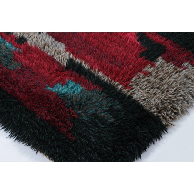 1960s Vintage Swedish Rya Rug With Polychromatic Abstract Pattern - Rug & Kilim For Sale - Image 5 of 7
