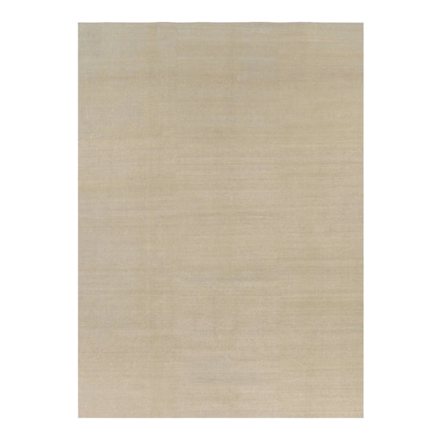 Rug & Kilim’s Oversized Contemporary Textural Solid Rug in Beige Tones - 13x18 For Sale