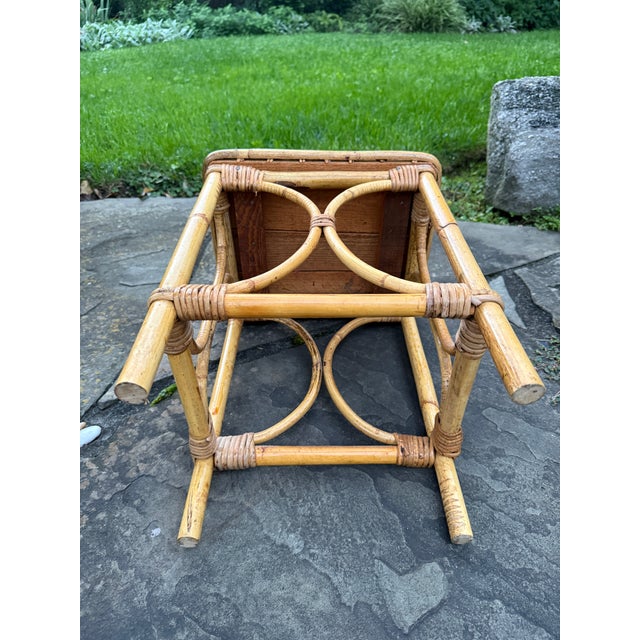 Vintage Wicker Rattan End / Drinks Table Mid 20th Century For Sale - Image 13 of 14
