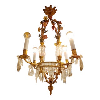 Gilt Floral Chandelier from Campodimonte For Sale