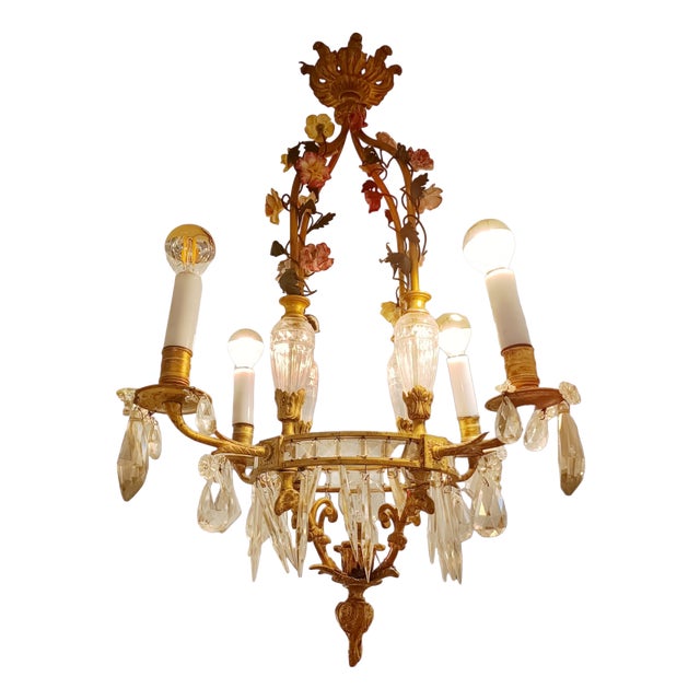 Gilt Floral Chandelier from Campodimonte For Sale