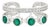 Geometric Green Onyx & Zircon Double Band Ring in 925 Silver, Size 7 For Sale