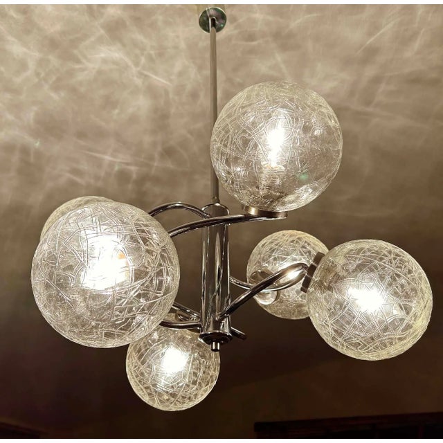 Vintage Sputnik Chandelier in Glass and Chrome, 1970s For Sale - Image 10 of 18