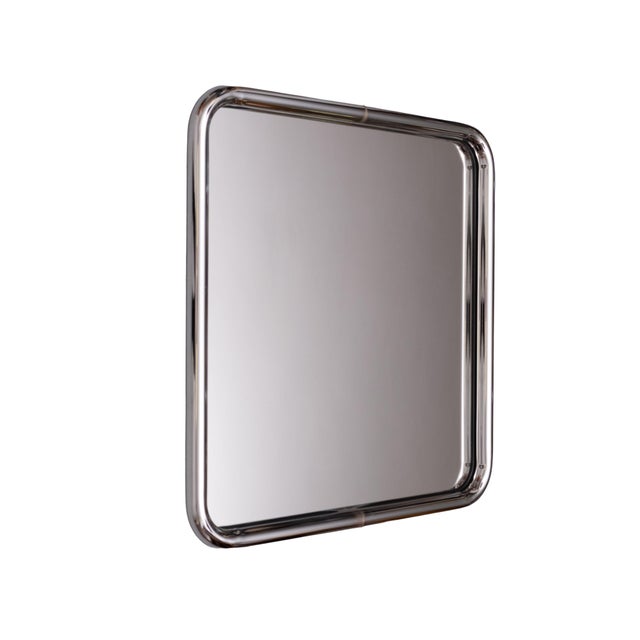 Belgo Chrome square Chrome tube frame wall Mirror 1970s. Very good quality Mirror . Belgium . Square shaped . Height 60 cm...