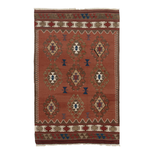 Vintage Circa 1940 Turkish Flat Weave Kilim Rug 3'8 X 5'7
