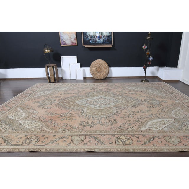 1970s Vintage Persian Handmade Wool Cotton Orange Area Rug For Sale - Image 11 of 11