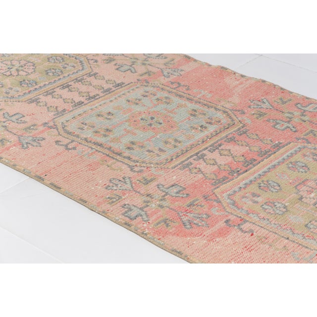 1950s Muted Pale Pink Turkish Runner For Sale - Image 4 of 10
