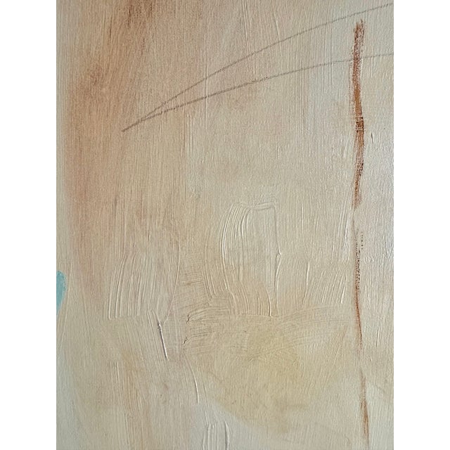 Minimalist Abstract Oil Painting Neutral Contemporary Wall Art Ivory Textured Canvas For Sale - Image 4 of 6