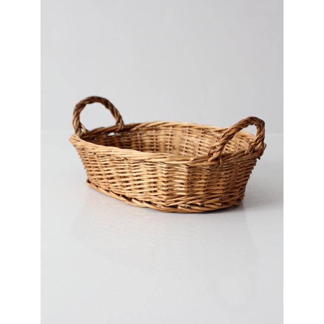 Vintage Wicker Gathering Basket For Sale - Image 9 of 10