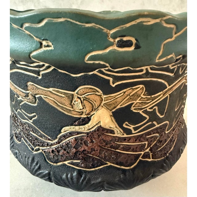 Antique Art Nouveau Hand Made Pottery Large Bowl or Vessel For Sale In Austin - Image 6 of 12