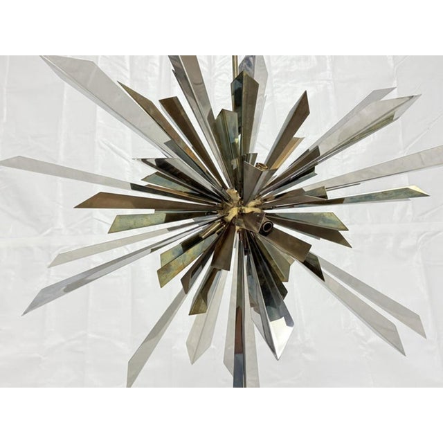 Brass & Nickel "Sunburst" Chandelier by Remains Lighting of New York For Sale - Image 11 of 18