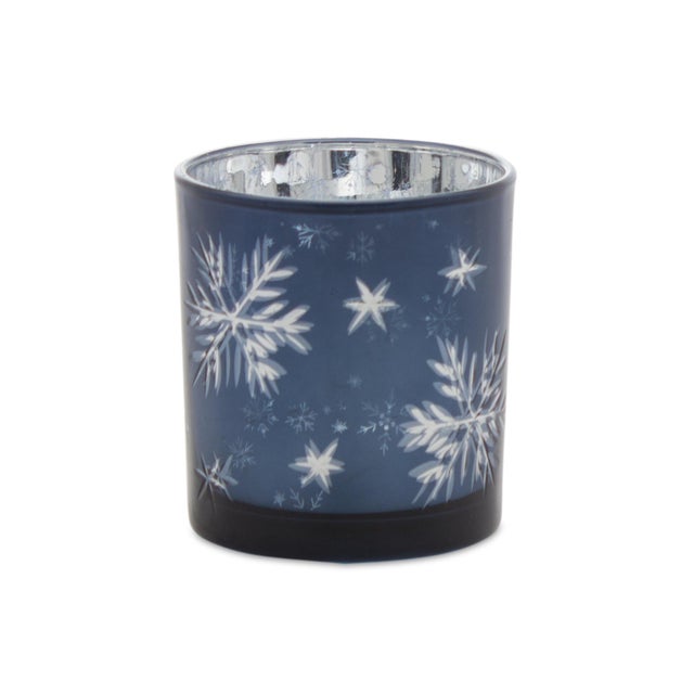 Frosted Votive Candle Holder with Snowflake Design (Set of 3) For Sale In Chicago - Image 6 of 6