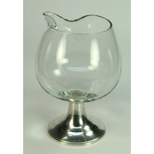 A beautiful Sterling Silver and Clear Glass raised sauce goblet Globular blown glass top Weighted Sterling Silver base for...