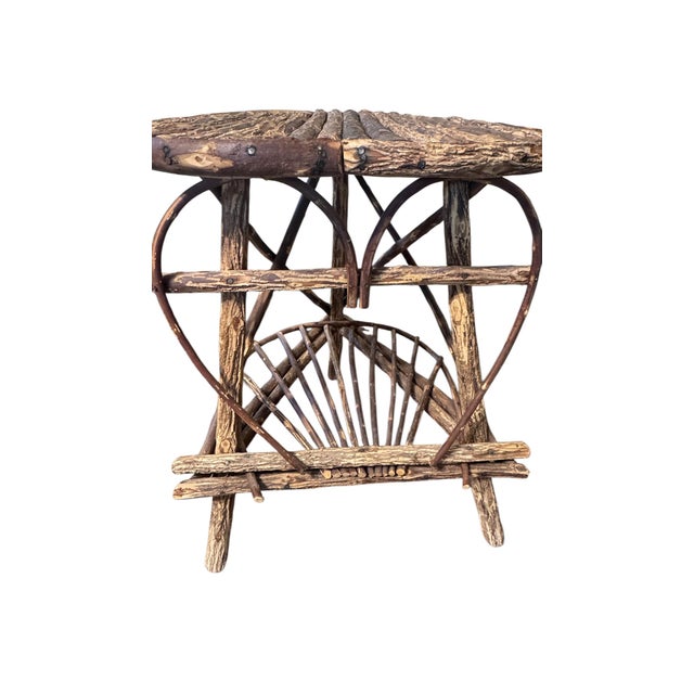 Rustic Late 20th Century 2 Heart-Shaped Adirondack Bentwood End Tables For Sale - Image 3 of 11