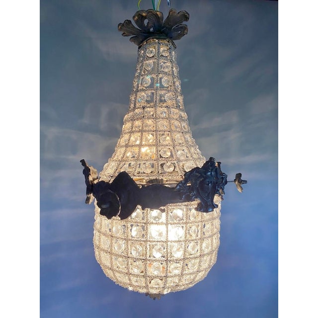 1960s French Louis XVI Charcoal Bronze Chandelier For Sale - Image 17 of 17
