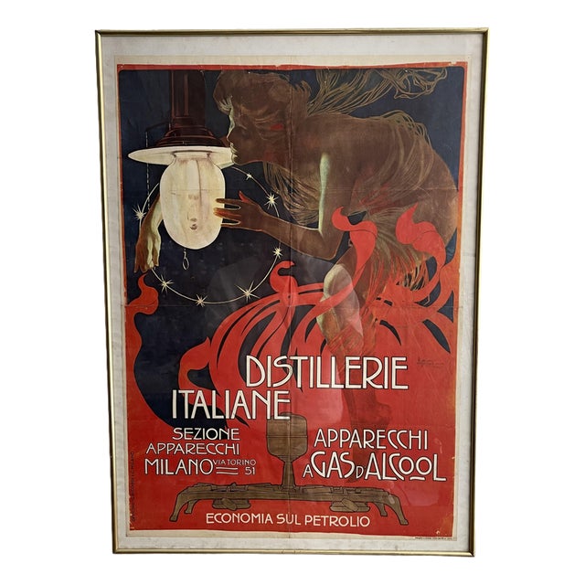 Framed Advertising Lithograph Poster from Distillerie Italiane, 1970s For Sale