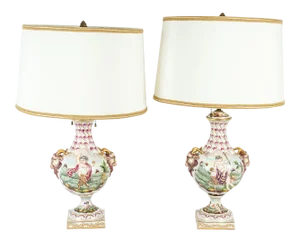 Early 20th Century Porcelain Table Lamp - a Pair