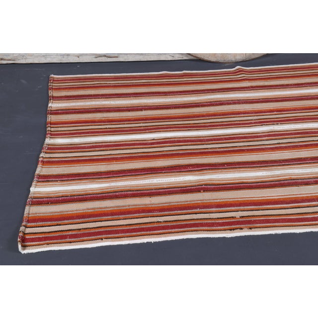 Traditional Vintage Turkish Hand-Knotted Wool Cotton Red Kilim Rug For Sale - Image 3 of 10