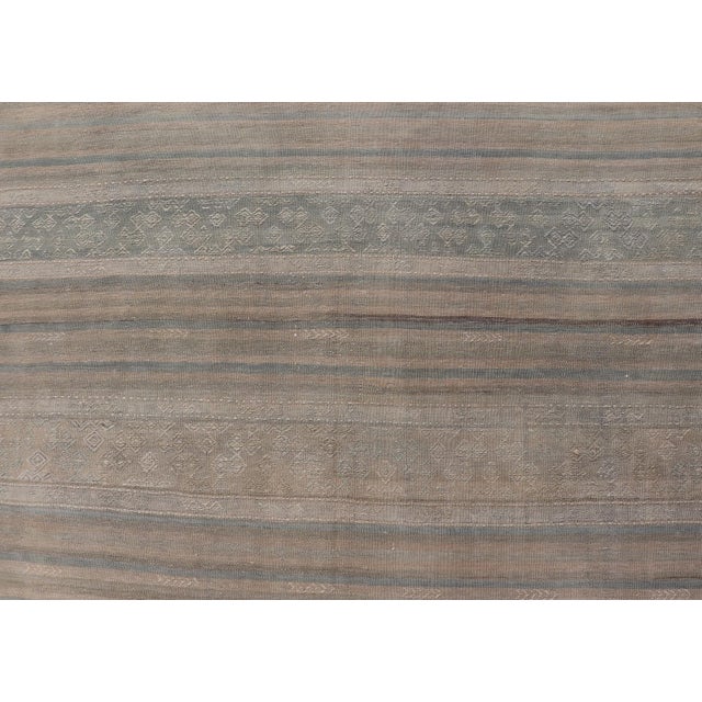 Vintage Turkish Gallery Kilim With Soft Sand, Pale Sage, and Powder Blue For Sale - Image 4 of 12