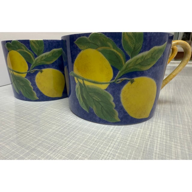 1980s Set of 6 Laure Japy, Limoge Porcelain, Paris, France in Jardin Bleu Lemon Pattern, For Sale - Image 4 of 11