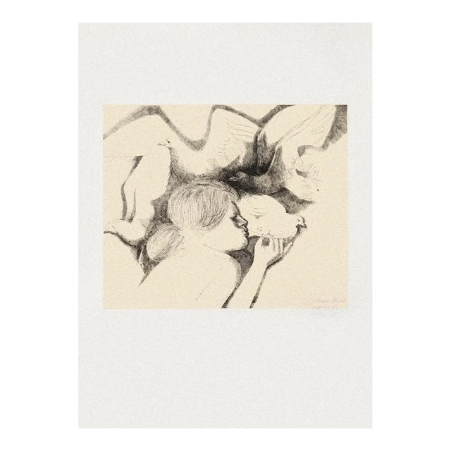 Emilio Greco - the Dove of Peace - Original Etching - 1983 For Sale