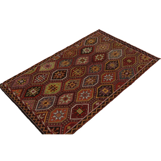 Rug & Kilim Vintage Cecim Kilim Rug in Red, Polychromatic Tribal Pattern For Sale - Image 4 of 7