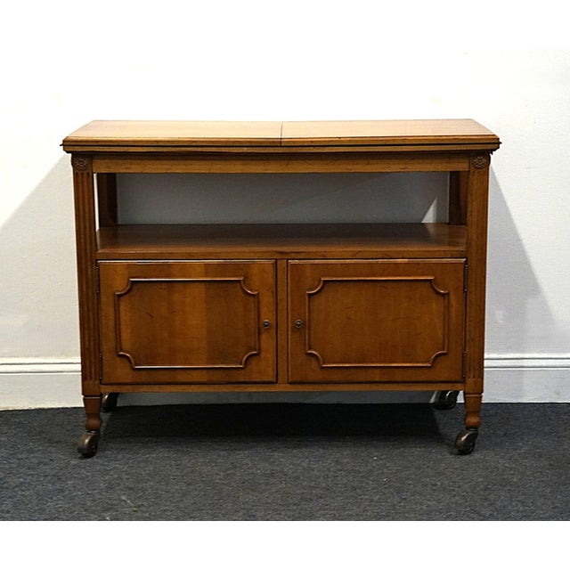 Davis Cabinet Co. Solid Walnut Italian Provincial 80" Flip Top Server Buffet For Sale - Image 9 of 12