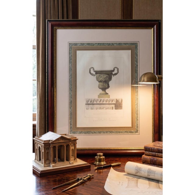 Vintage lithograph from the 1960s depicting the Louis XIV style stone urn from the Bassin de Neptune at Versailles. The...