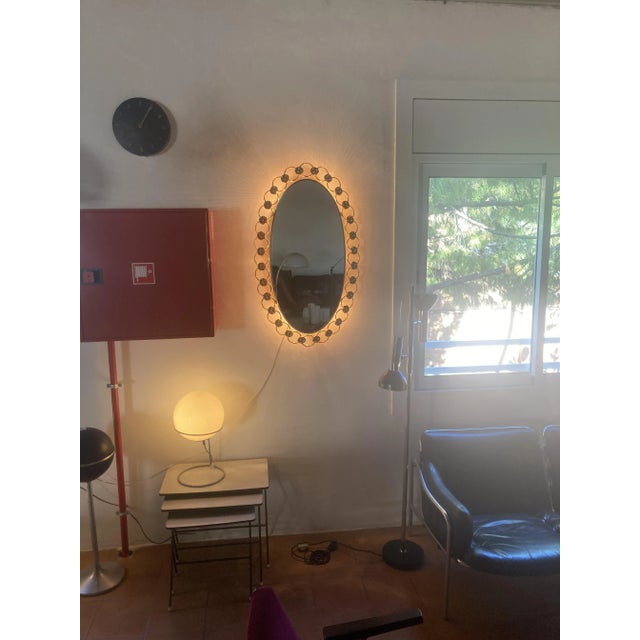 Hollywood Regency Large Regency Wall Mirror with Backlighting, 1970s For Sale - Image 3 of 10